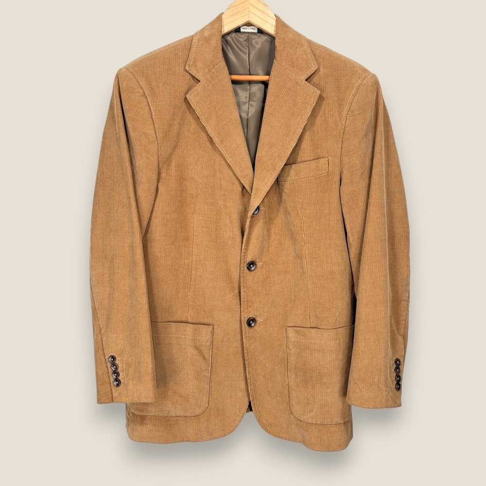 Eddie Bauer Corduroy Blazer Jacket Sport Coat Men Small Tan Brown Cotton 3 Btn